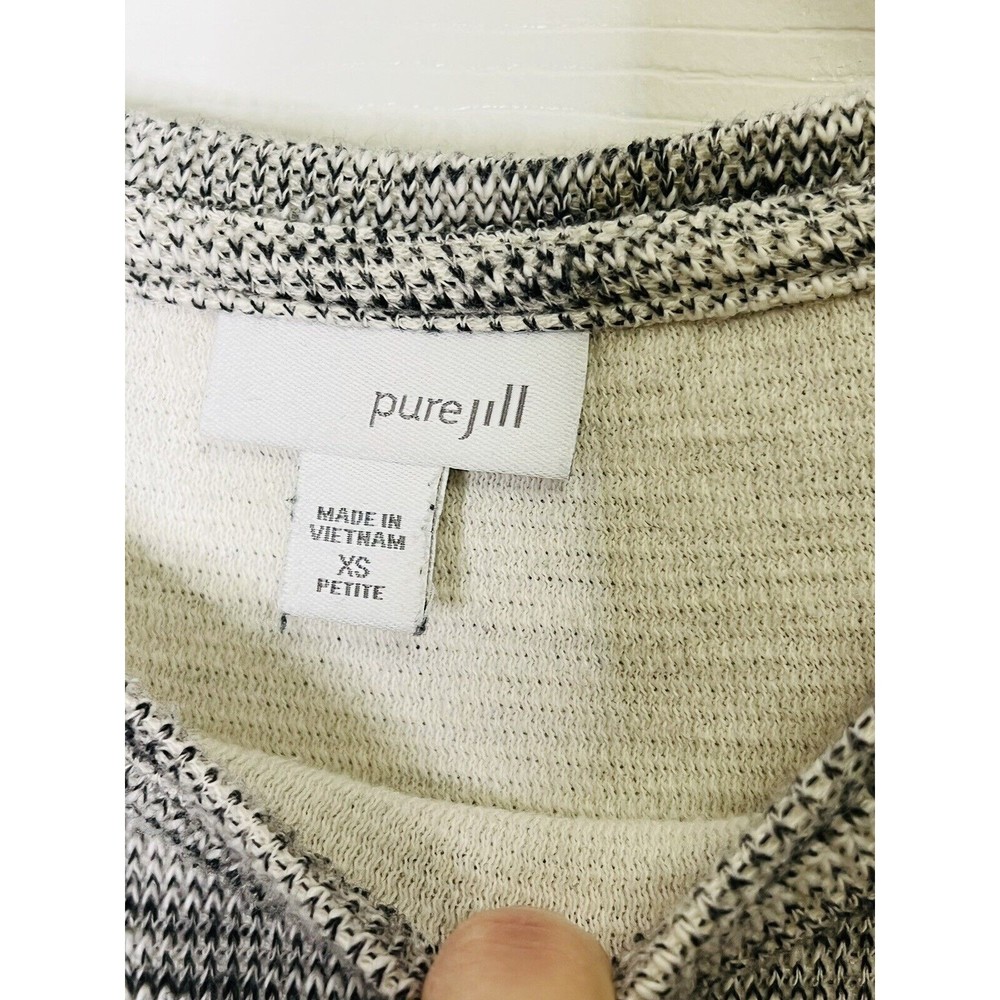 J. Jill Pure Jill Pullover Striped Grey 3/4 Sleeve Shirt 100% Cotton XS Petite - Picture 4 of 7